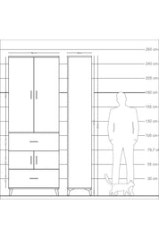 Arges Dolap 5 Raflı 2 Çekmeceli 4 Kapaklı 88x30x243 Çam-Çam