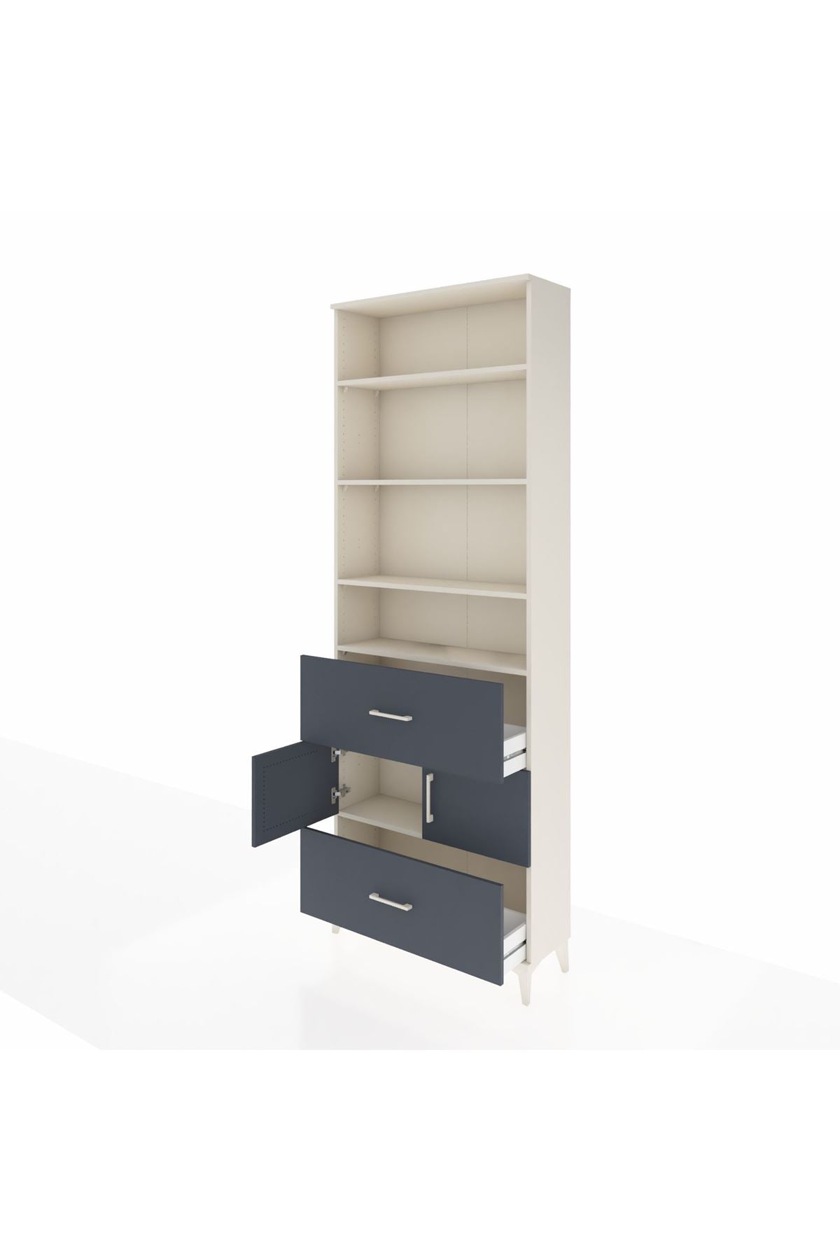 Arges Dolap 5 Raflı 2 Çekmeceli 2 Kapaklı 88x30x243 Aytaşı-Antrasit