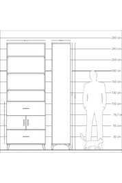 Arges Dolap 5 Raflı 2 Çekmeceli 2 Kapaklı 88x30x243 Aytaşı-Antrasit