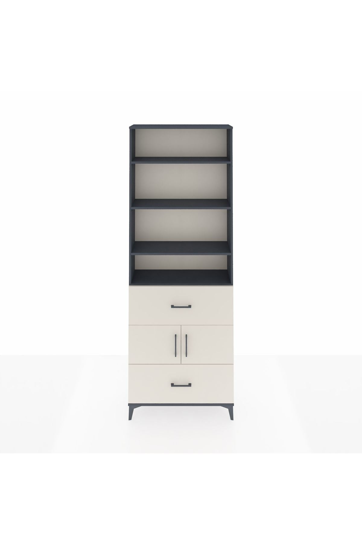Arges Dolap 5 Raflı 2 Çekmeceli 2 Kapaklı 88x30x243 Antrasit-Aytaşı