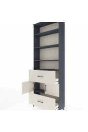 Arges Dolap 5 Raflı 2 Çekmeceli 2 Kapaklı 88x30x243 Antrasit-Aytaşı