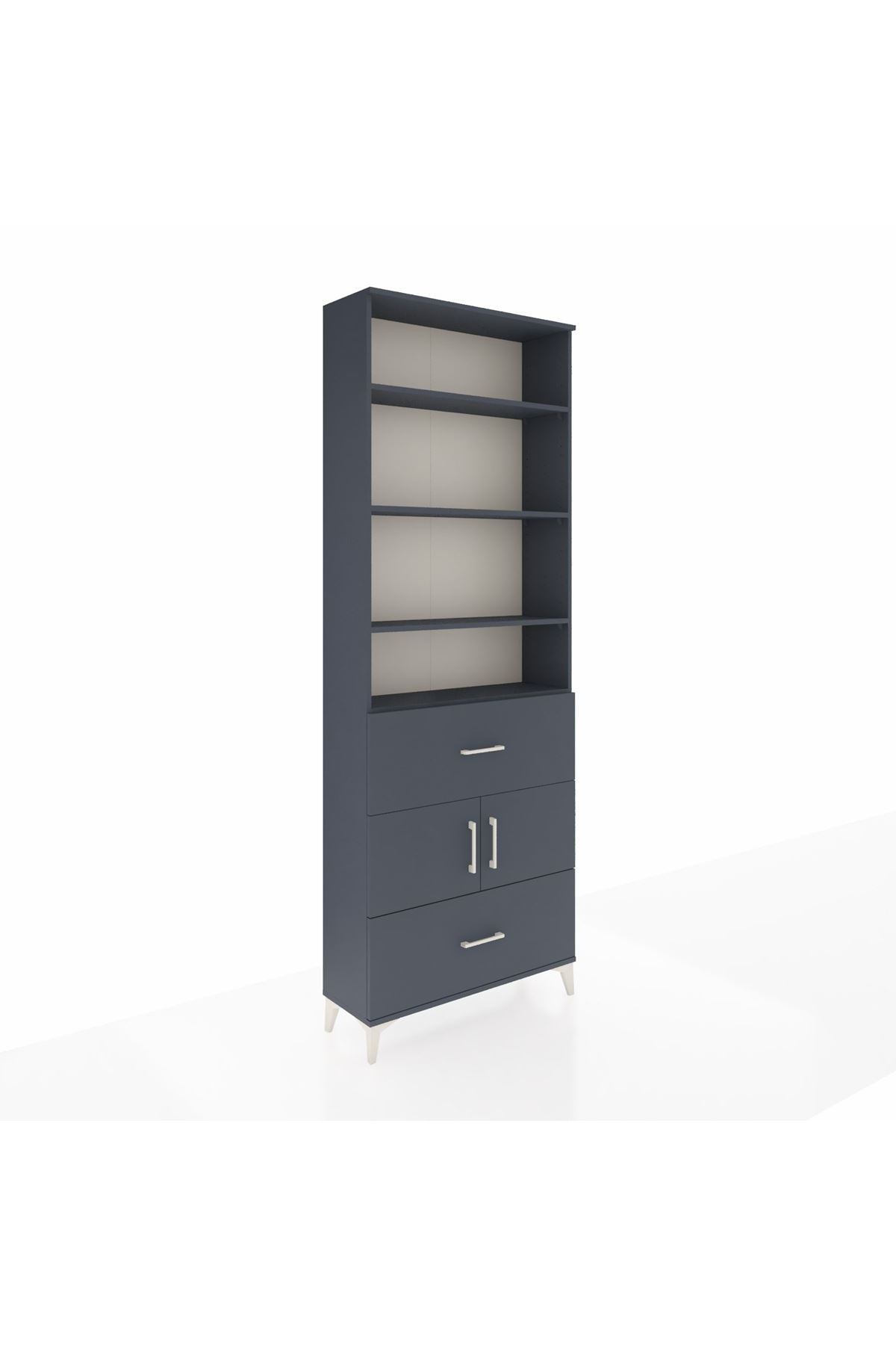 Arges Dolap 5 Raflı 2 Çekmeceli 2 Kapaklı 88x30x243 Antrasit-Antrasit