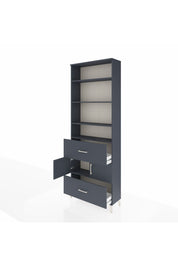 Arges Dolap 5 Raflı 2 Çekmeceli 2 Kapaklı 88x30x243 Antrasit-Antrasit