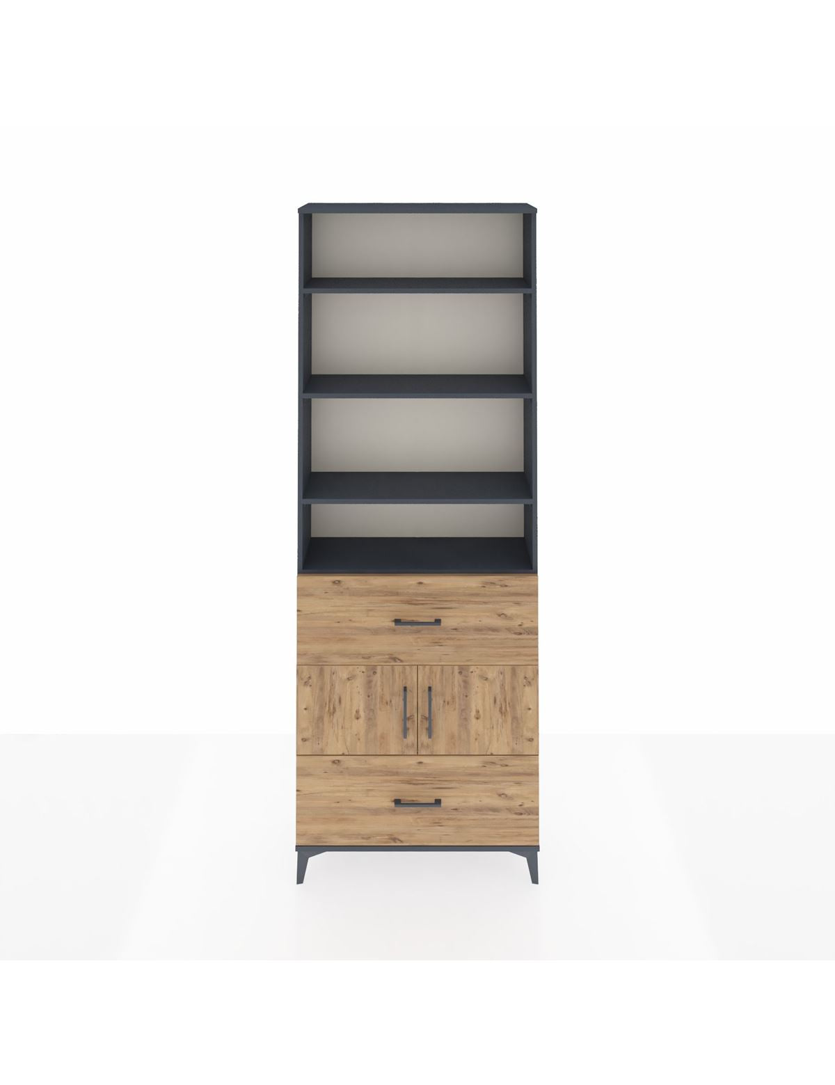 Arges Dolap 5 Raflı 2 Çekmeceli 2 Kapaklı 88x30x243 Antrasit-Çam