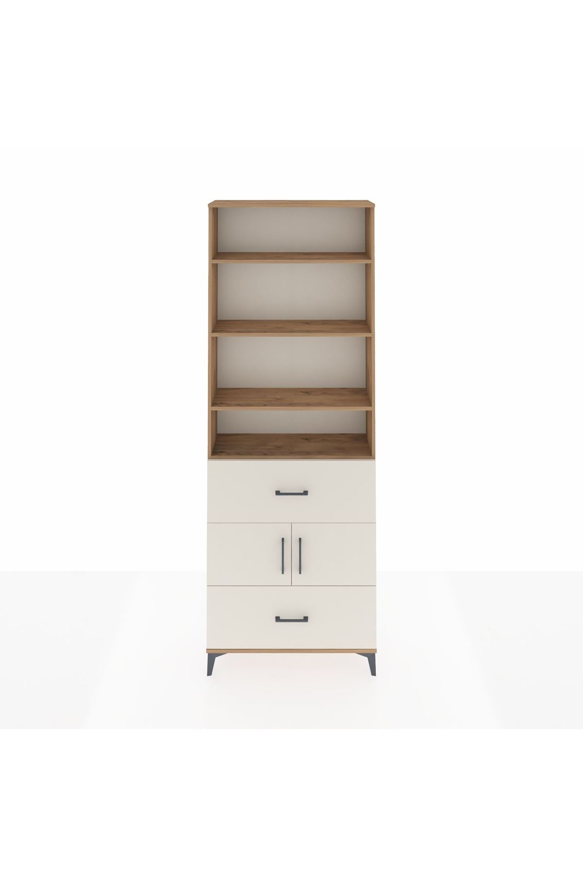 Arges Dolap 5 Raflı 2 Çekmeceli 2 Kapaklı 88x30x243 Çam-Aytaşı