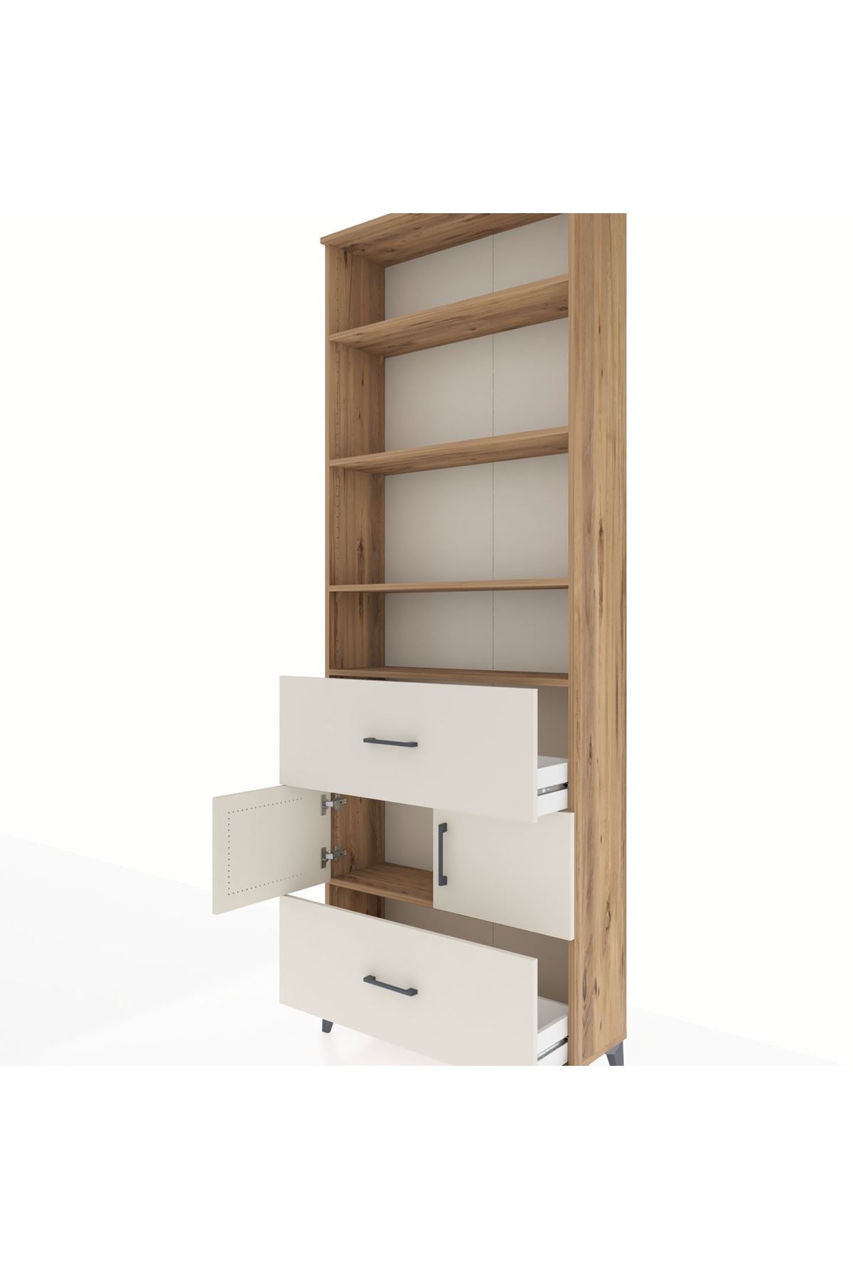 Arges Dolap 5 Raflı 2 Çekmeceli 2 Kapaklı 88x30x243 Çam-Aytaşı