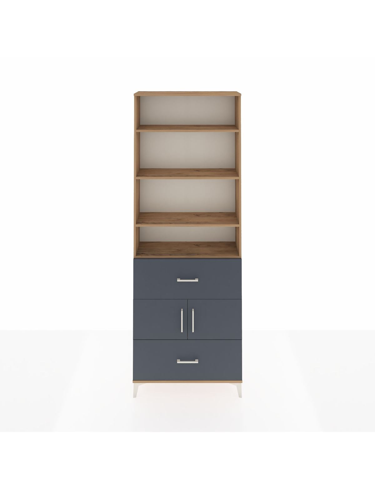 Arges Dolap 5 Raflı 2 Çekmeceli 2 Kapaklı 88x30x243 Çam-Antrasit