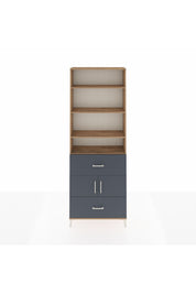 Arges Dolap 5 Raflı 2 Çekmeceli 2 Kapaklı 88x30x243 Çam-Antrasit