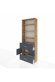 Arges Dolap 5 Raflı 2 Çekmeceli 2 Kapaklı 88x30x243 Çam-Antrasit