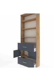 Arges Dolap 5 Raflı 2 Çekmeceli 2 Kapaklı 88x30x243 Çam-Antrasit