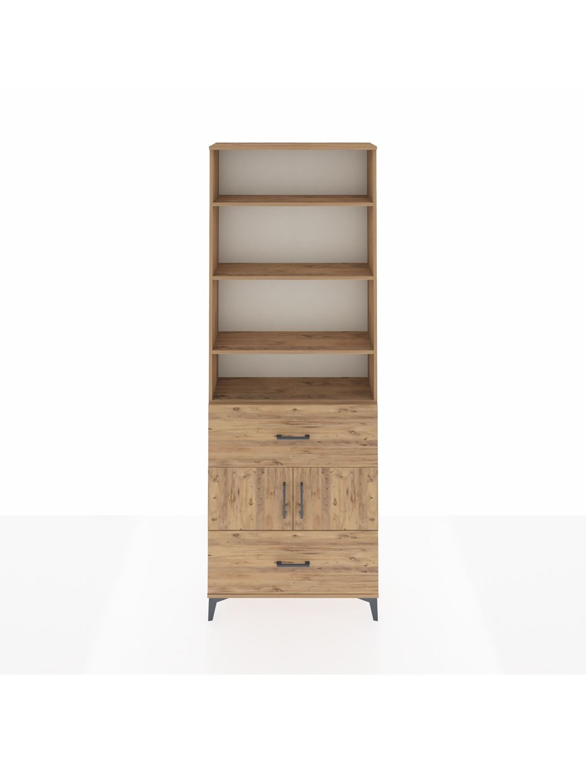 Arges Dolap 5 Raflı 2 Çekmeceli 2 Kapaklı 88x30x243 Çam-Çam