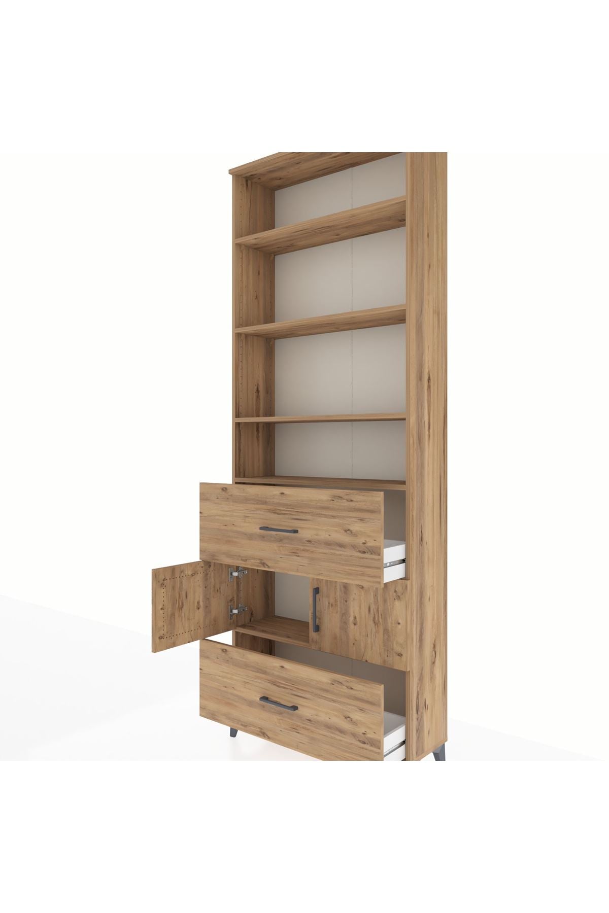 Arges Dolap 5 Raflı 2 Çekmeceli 2 Kapaklı 88x30x243 Çam-Çam