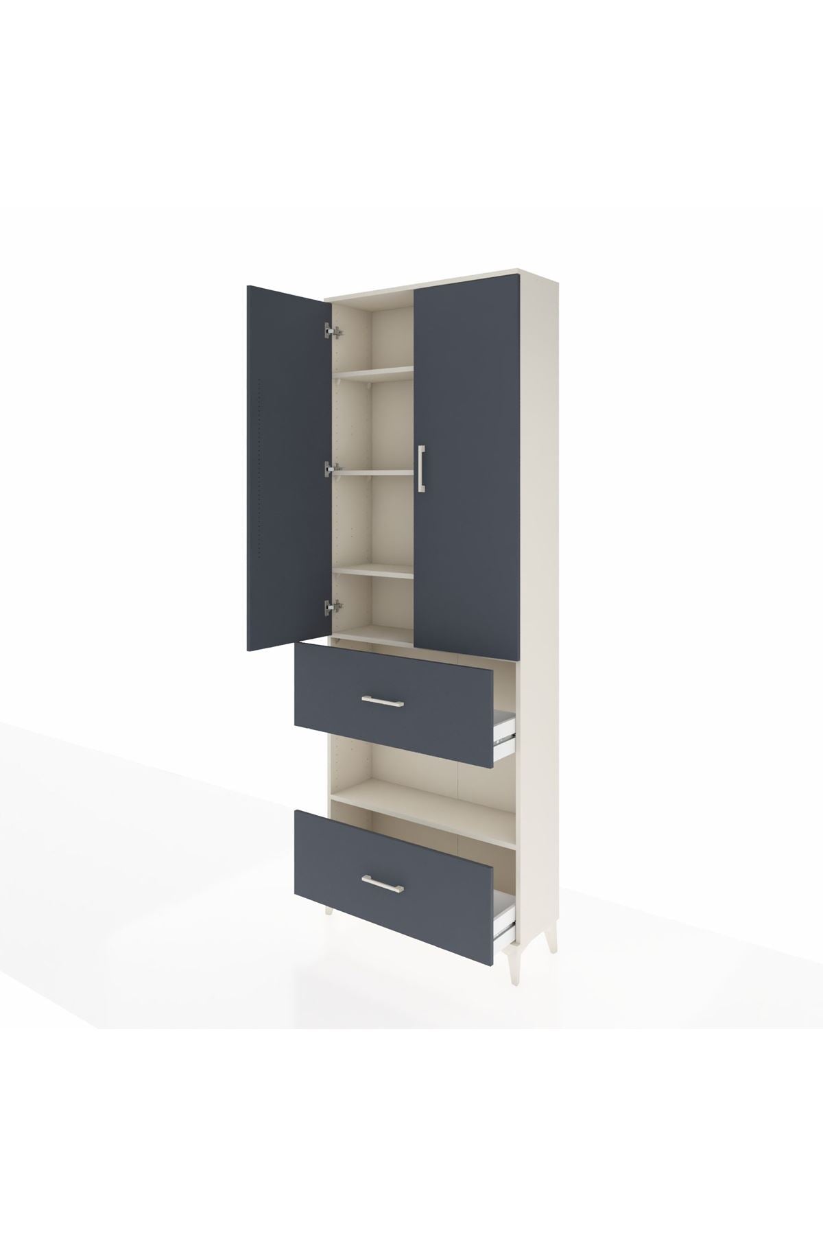 Arges Dolap 5 Raflı 2 Çekmeceli 2 Kapaklı 88x30x243 Aytaşı-Antrasit