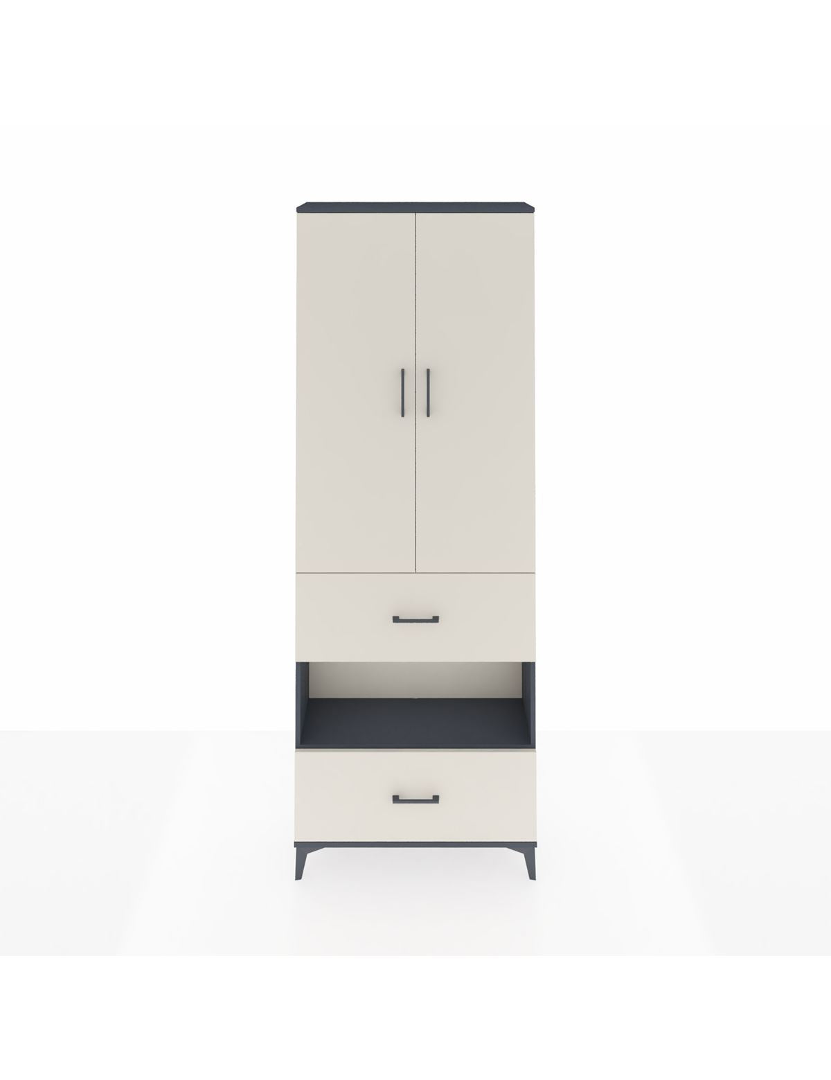 Arges Dolap 5 Raflı 2 Çekmeceli 2 Kapaklı 88x30x243 Antrasit-Aytaşı