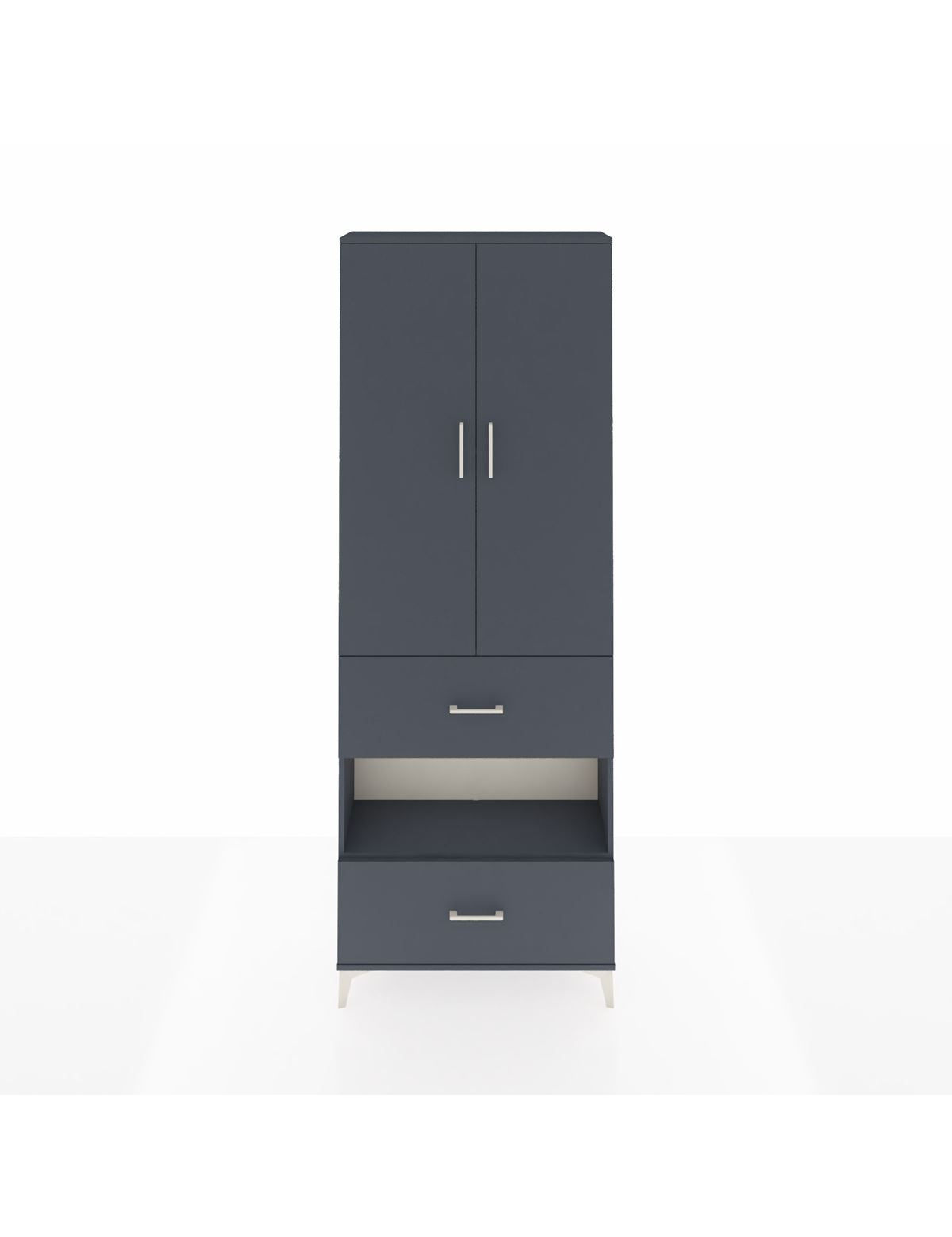 Arges Dolap 5 Raflı 2 Çekmeceli 2 Kapaklı 88x30x243 Antrasit-Antrasit