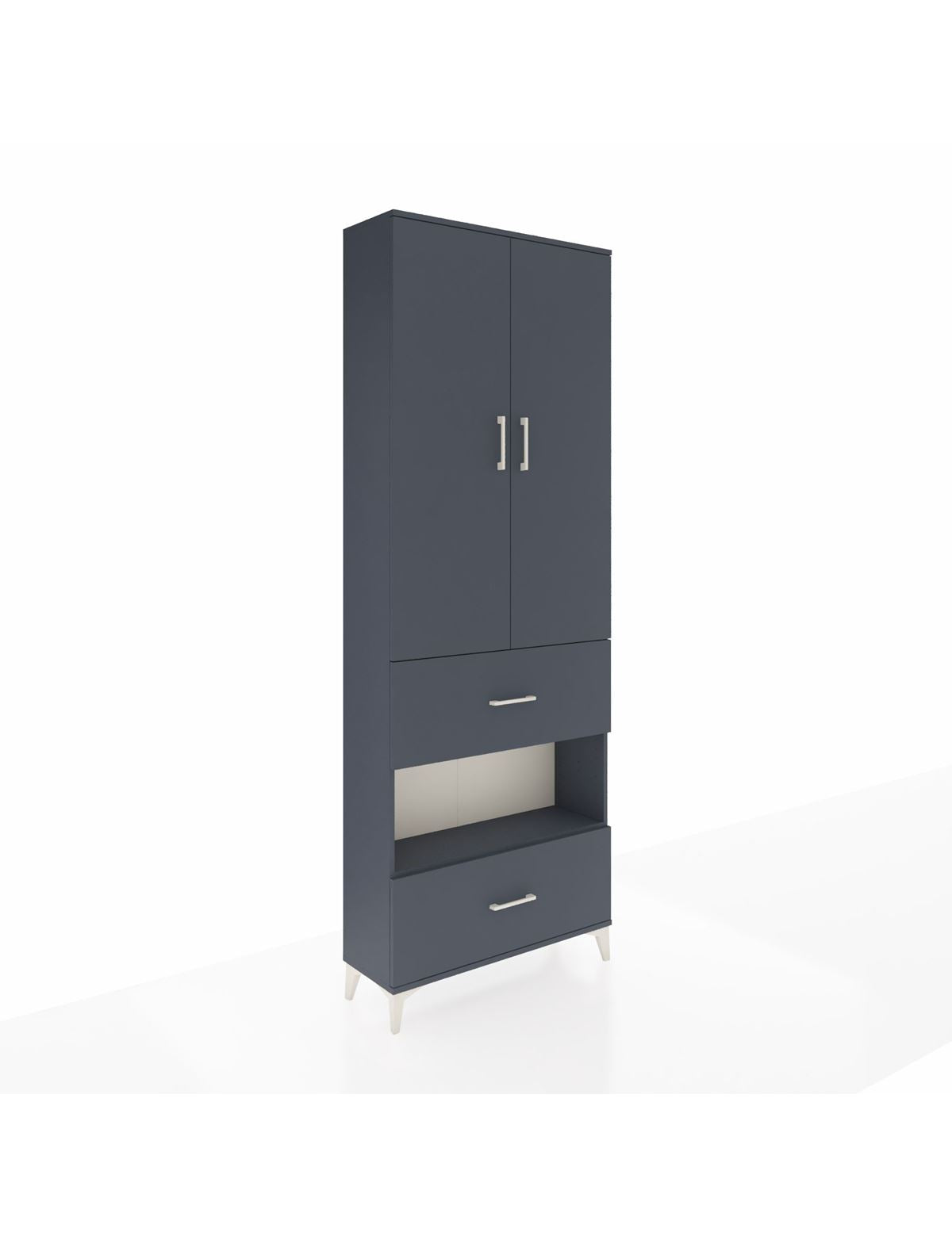 Arges Dolap 5 Raflı 2 Çekmeceli 2 Kapaklı 88x30x243 Antrasit-Antrasit