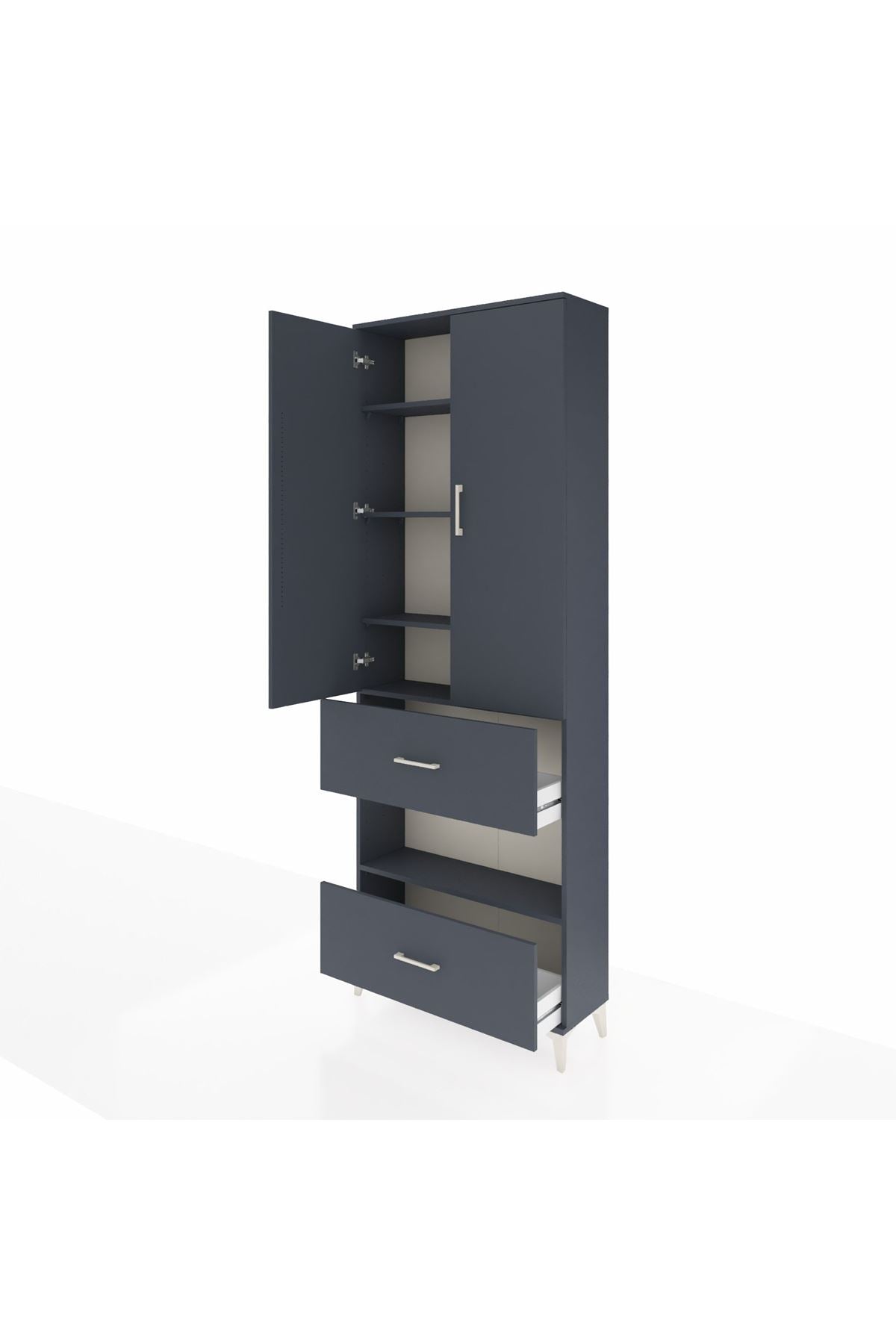 Arges Dolap 5 Raflı 2 Çekmeceli 2 Kapaklı 88x30x243 Antrasit-Antrasit