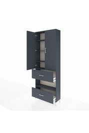 Arges Dolap 5 Raflı 2 Çekmeceli 2 Kapaklı 88x30x243 Antrasit-Antrasit