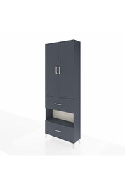 Arges Dolap 5 Raflı 2 Çekmeceli 2 Kapaklı 88x30x243 Antrasit-Antrasit
