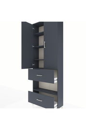 Arges Dolap 5 Raflı 2 Çekmeceli 2 Kapaklı 88x30x243 Antrasit-Antrasit