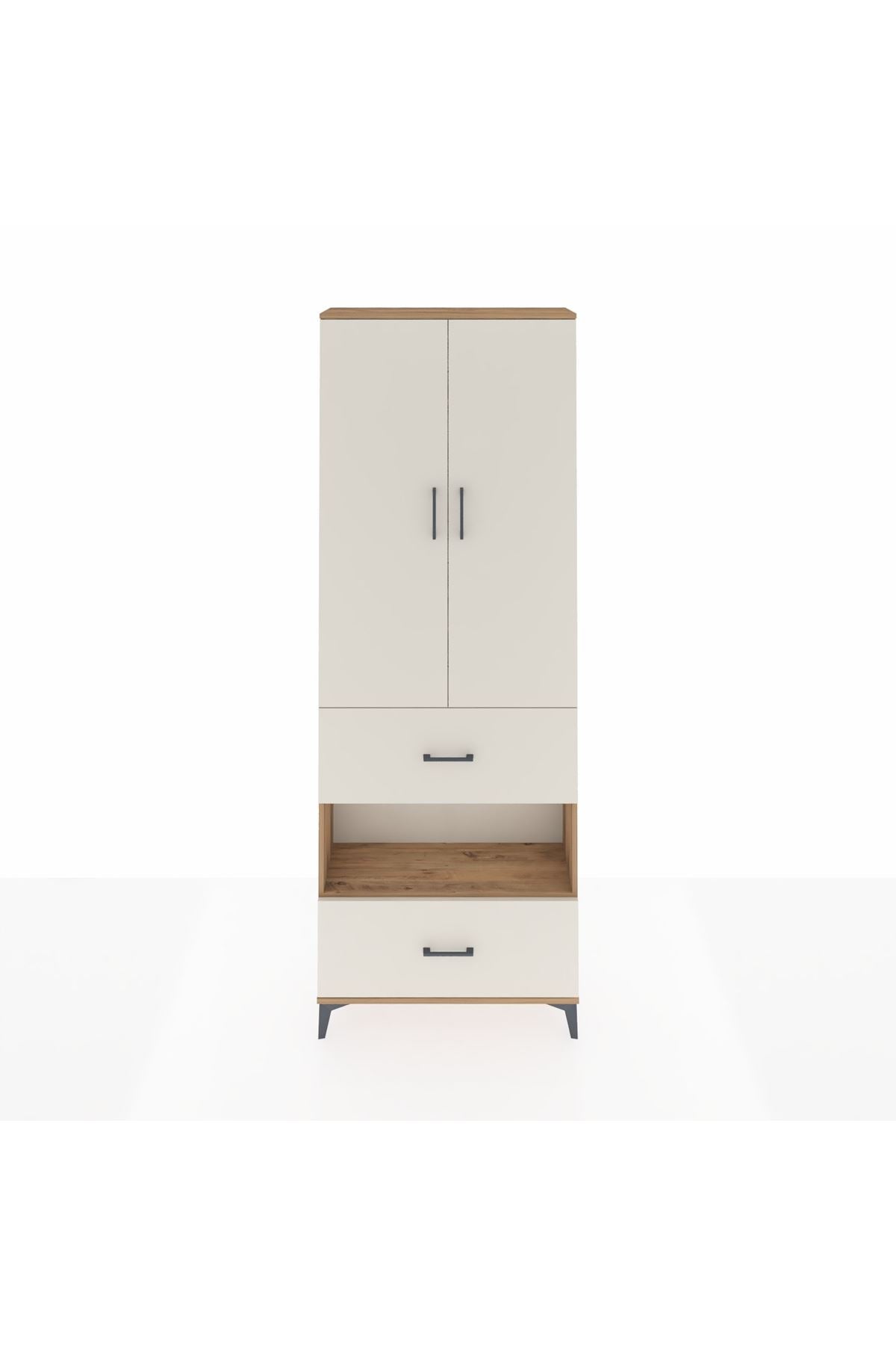 Arges Dolap 5 Raflı 2 Çekmeceli 2 Kapaklı 88x30x243 Çam-Aytaşı