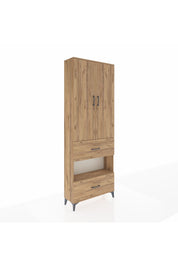 Arges Dolap 5 Raflı 2 Çekmeceli 2 Kapaklı 88x30x243 Çam-Çam