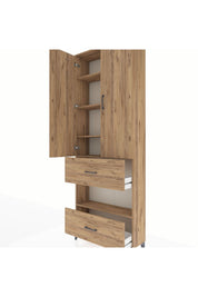 Arges Dolap 5 Raflı 2 Çekmeceli 2 Kapaklı 88x30x243 Çam-Çam