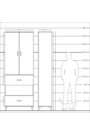 Arges Dolap 5 Raflı 2 Çekmeceli 2 Kapaklı 88x30x243 Çam-Çam