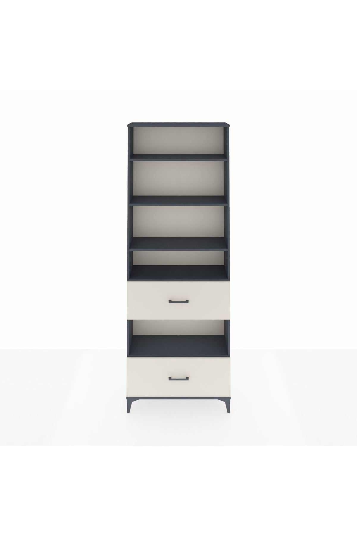 Arges Dolap 5 Raflı 2 Çekmeceli 88x30x243 Antrasit-Aytaşı