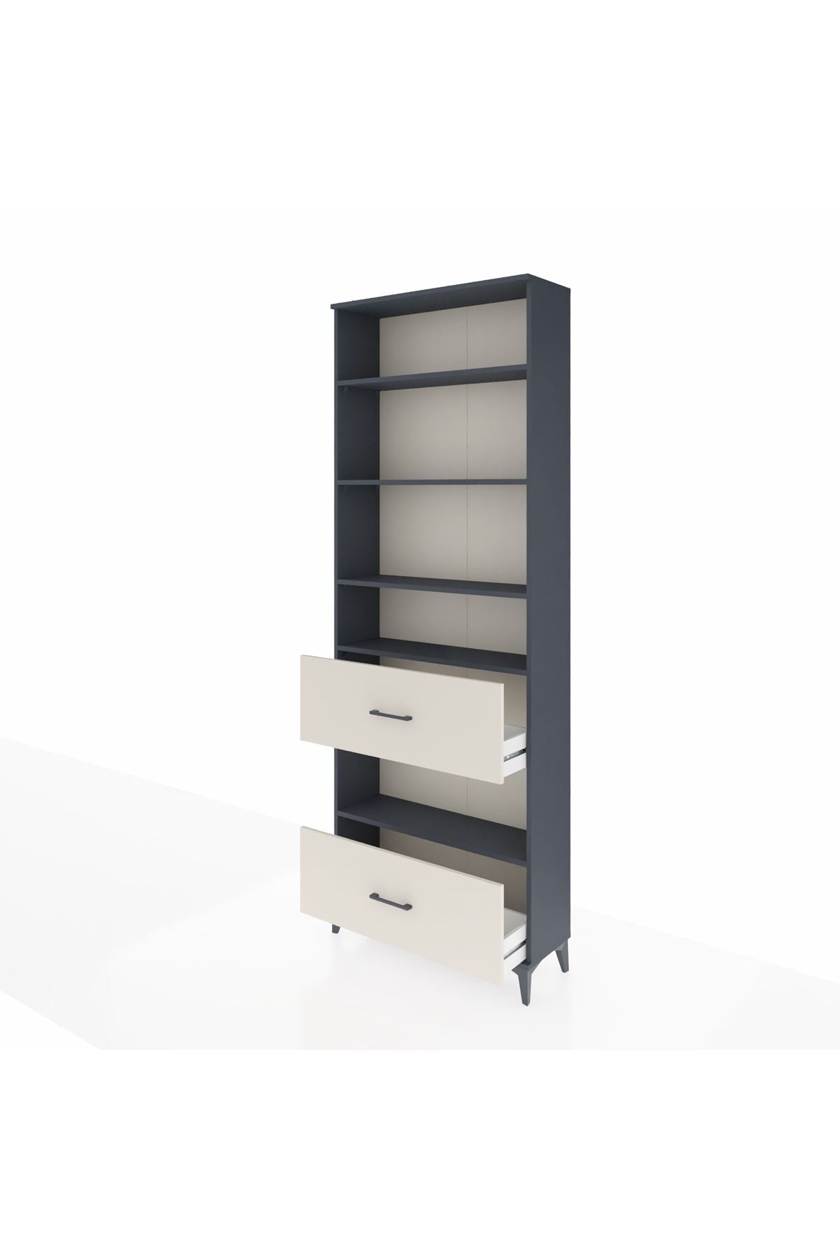 Arges Dolap 5 Raflı 2 Çekmeceli 88x30x243 Antrasit-Aytaşı