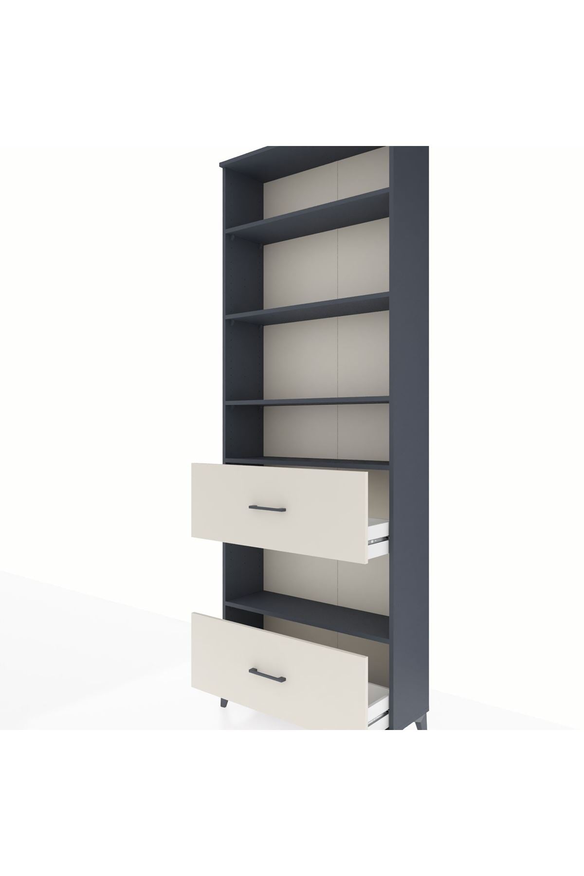 Arges Dolap 5 Raflı 2 Çekmeceli 88x30x243 Antrasit-Aytaşı