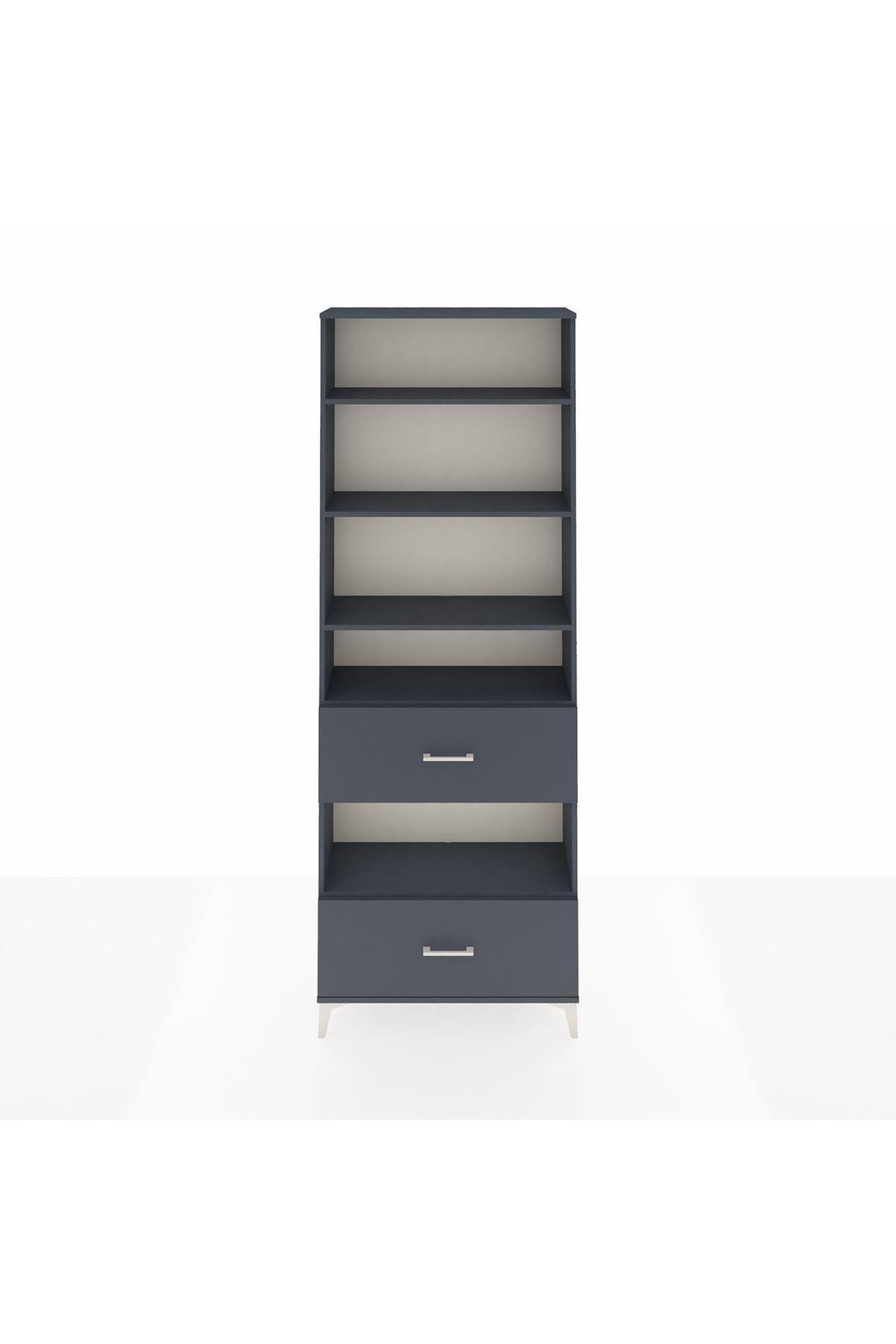Arges Dolap 5 Raflı 2 Çekmeceli 88x30x243 Antrasit-Antrasit