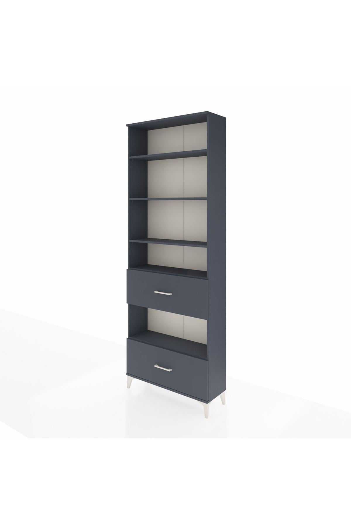 Arges Dolap 5 Raflı 2 Çekmeceli 88x30x243 Antrasit-Antrasit