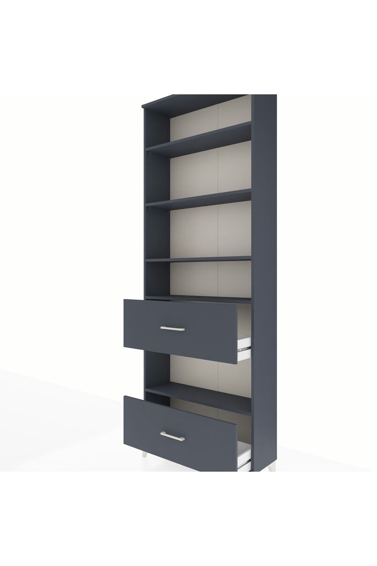 Arges Dolap 5 Raflı 2 Çekmeceli 88x30x243 Antrasit-Antrasit