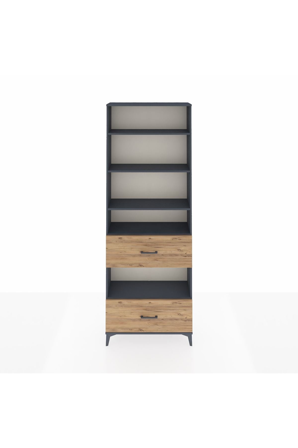 Arges Dolap 5 Raflı 2 Çekmeceli 88x30x243 Antrasit-Çam