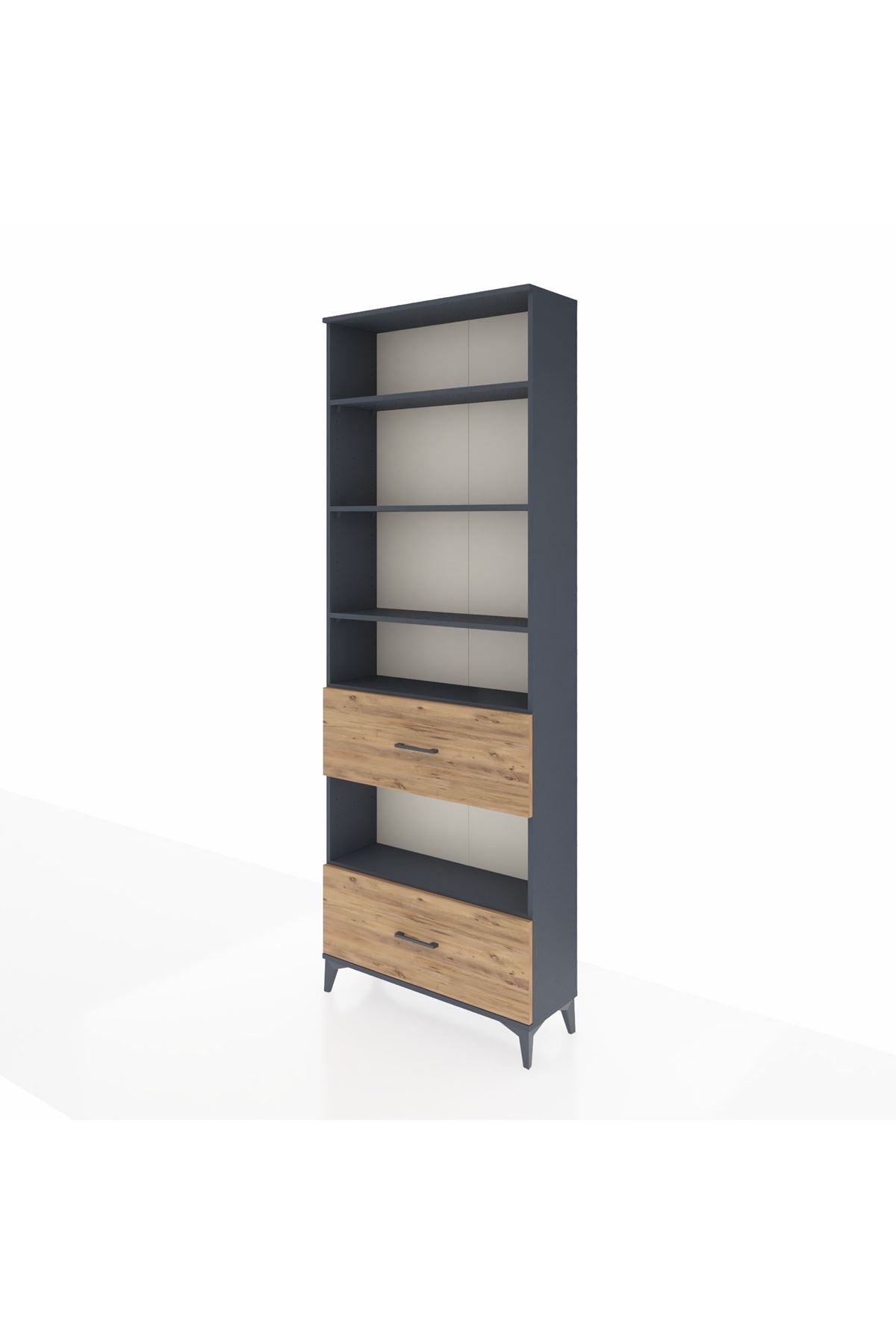 Arges Dolap 5 Raflı 2 Çekmeceli 88x30x243 Antrasit-Çam