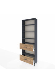 Arges Dolap 5 Raflı 2 Çekmeceli 88x30x243 Antrasit-Çam