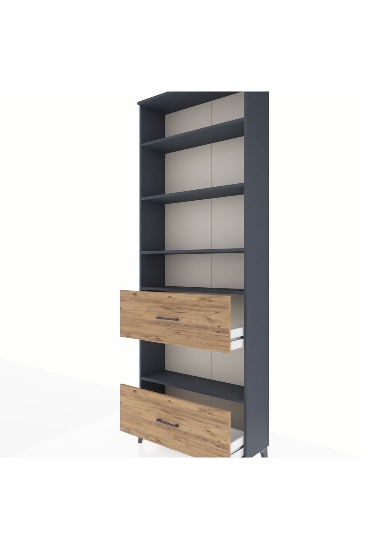 Arges Dolap 5 Raflı 2 Çekmeceli 88x30x243 Antrasit-Çam