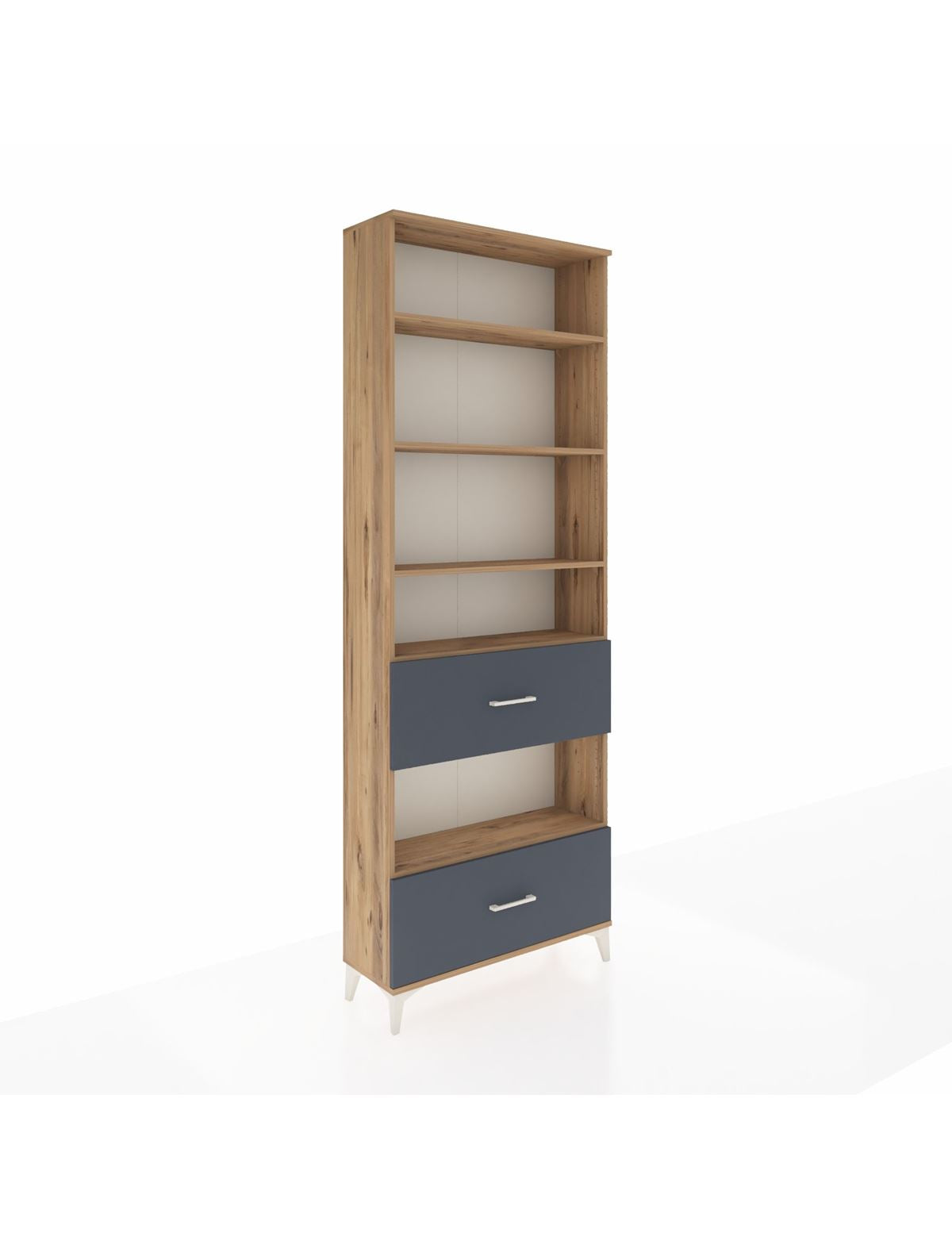 Arges Dolap 5 Raflı 2 Çekmeceli 88x30x243 Çam-Antrasit