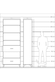 Arges Dolap 5 Raflı 2 Çekmeceli 88x30x243 Çam-Aytaşı