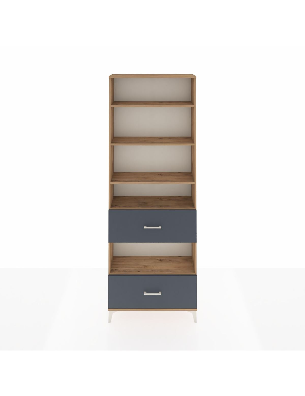 Arges Dolap 5 Raflı 2 Çekmeceli 88x30x243 Çam-Antrasit