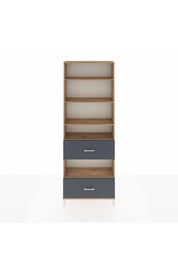 Arges Dolap 5 Raflı 2 Çekmeceli 88x30x243 Çam-Antrasit