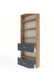 Arges Dolap 5 Raflı 2 Çekmeceli 88x30x243 Çam-Antrasit
