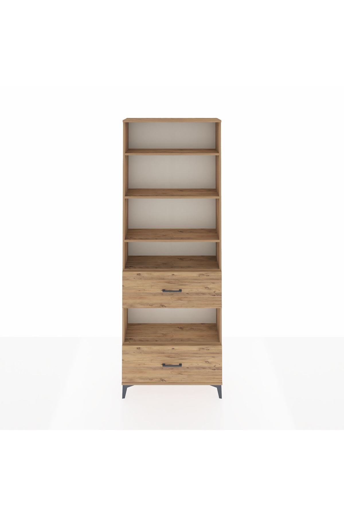 Arges Dolap 5 Raflı 2 Çekmeceli 88x30x243 Çam-Çam