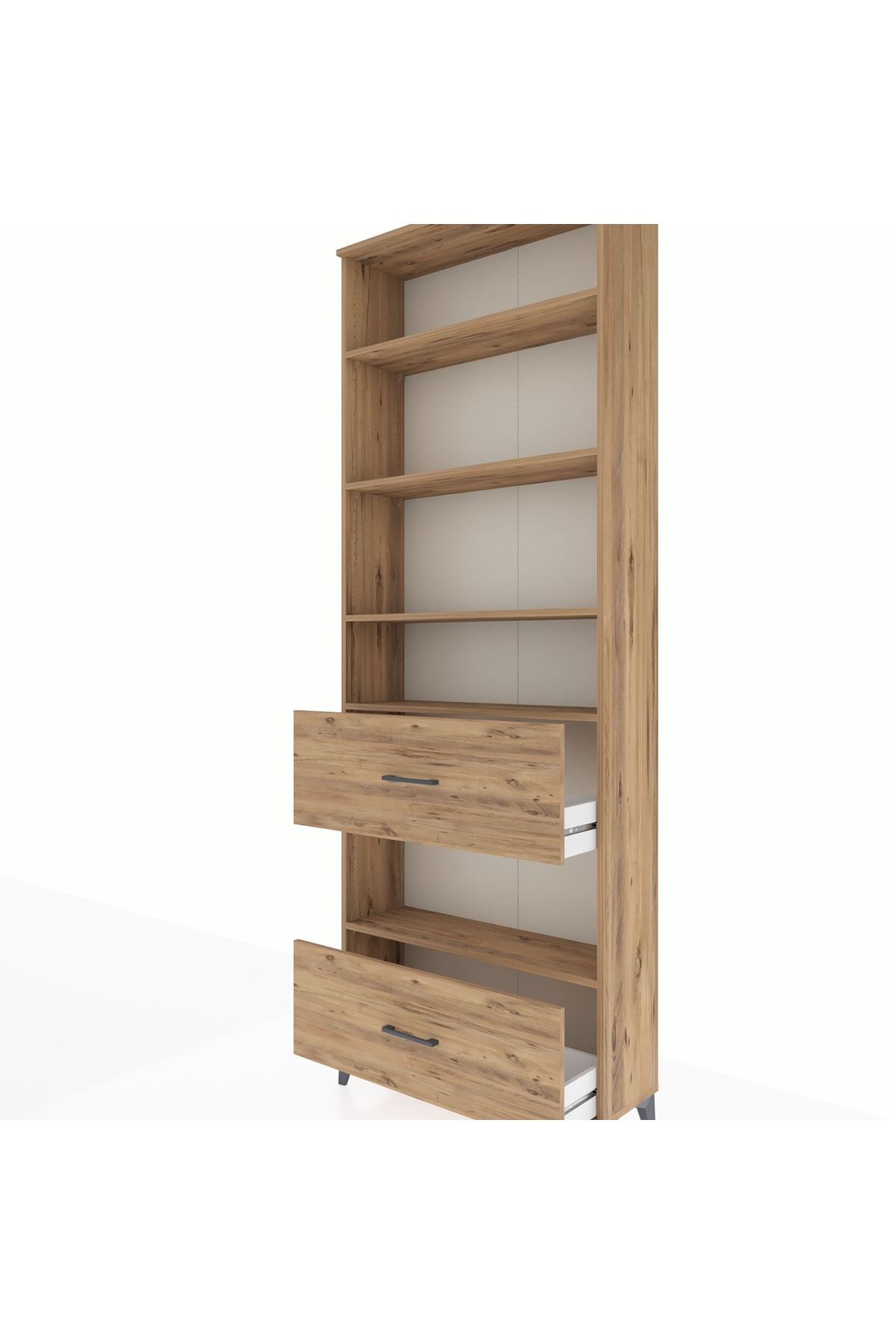 Arges Dolap 5 Raflı 2 Çekmeceli 88x30x243 Çam-Çam