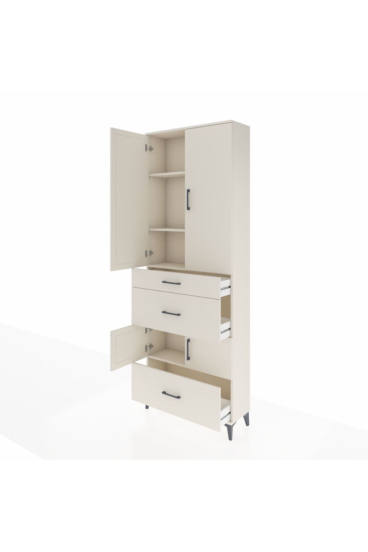 Arges Dolap 4 Raflı 3 Çekmeceli 4 Kapaklı 88x30x243 Aytaşı-Aytaşı