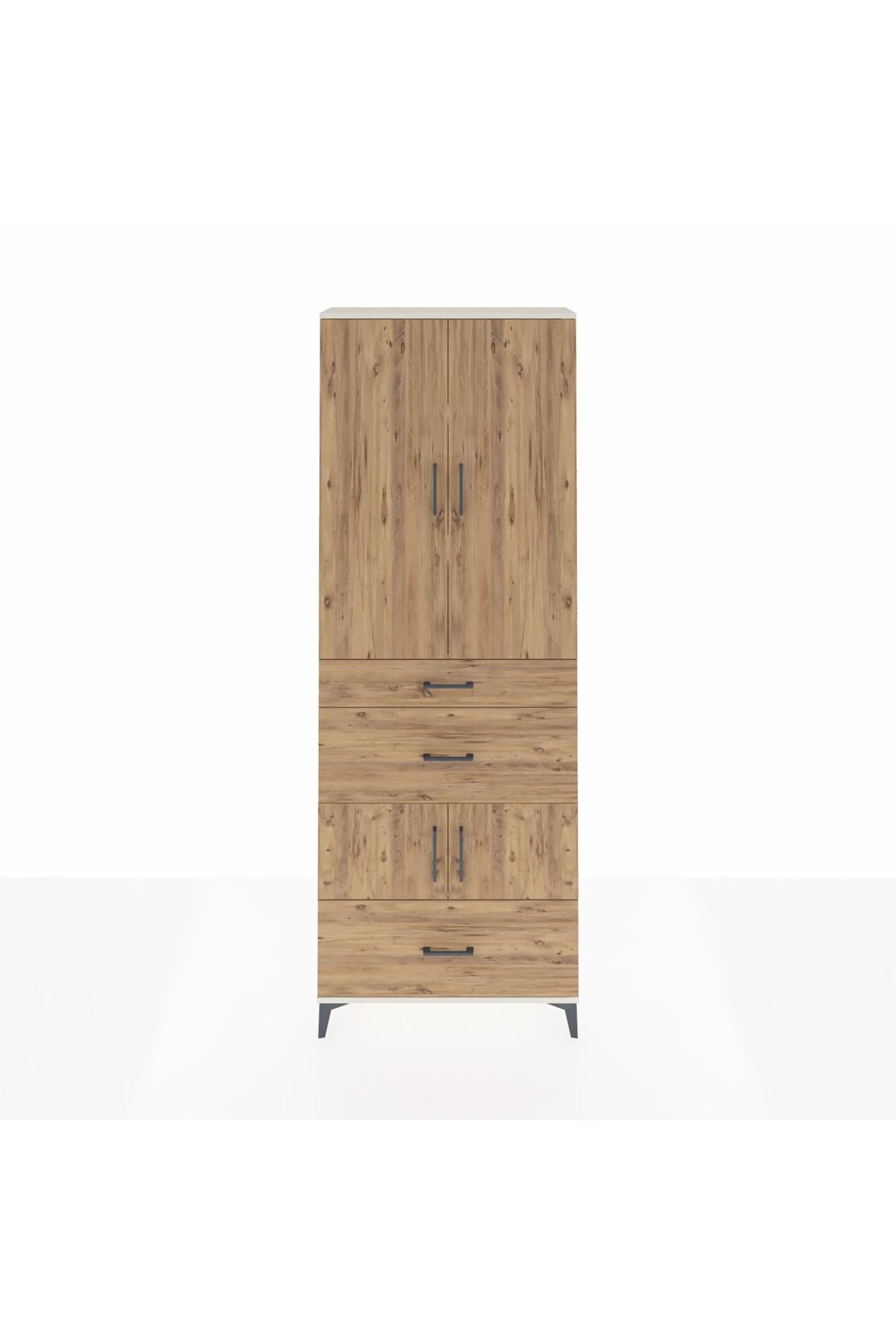 Arges Dolap 4 Raflı 3 Çekmeceli 4 Kapaklı 88x30x243 Aytaşı-Çam
