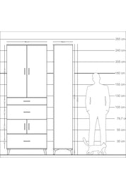 Arges Dolap 4 Raflı 3 Çekmeceli 4 Kapaklı 88x30x243 Aytaşı-Antrasit