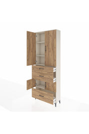 Arges Dolap 4 Raflı 3 Çekmeceli 4 Kapaklı 88x30x243 Aytaşı-Çam