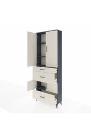 Arges Dolap 4 Raflı 3 Çekmeceli 4 Kapaklı 88x30x243 Antrasit-Aytaşı